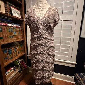 K Jordan Gold Sequin Lace Midi Dress